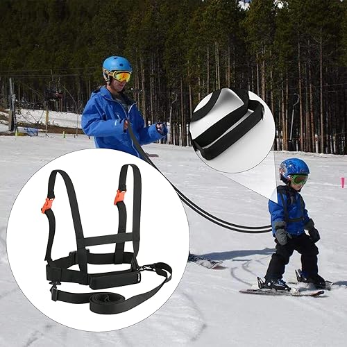 Miniatura 4 de Cosmos Arnés de hombro de esquí para niños, arnés de entrenamiento de patinaje de snowboard, con correa extraíble y asa de fácil elevación