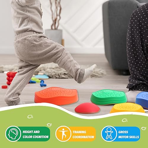 Miniatura 3 de Escalones de equilibrio para niños pequeños Carrera de obstáculos  5 juguetes duraderos para exteriores, piedras sensoriales para mejorar la