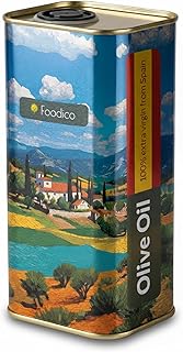 Foodico Olivenöl Extra Nativ 1L – Extra Vergine Oliven Öl aus Spanien im Kanister - 100% Rein & Kaltgepresst - Ideal für Salate, Pasta und zum braten