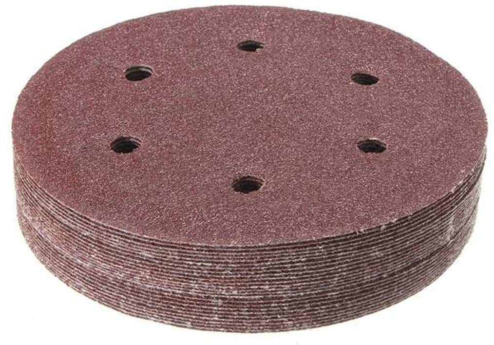 AKORD 50pcs 150mm Abrasive Sand Discs Velcro Sanding Paper 6 Holes Sanding Discs 40-800 Grit Sandpapers