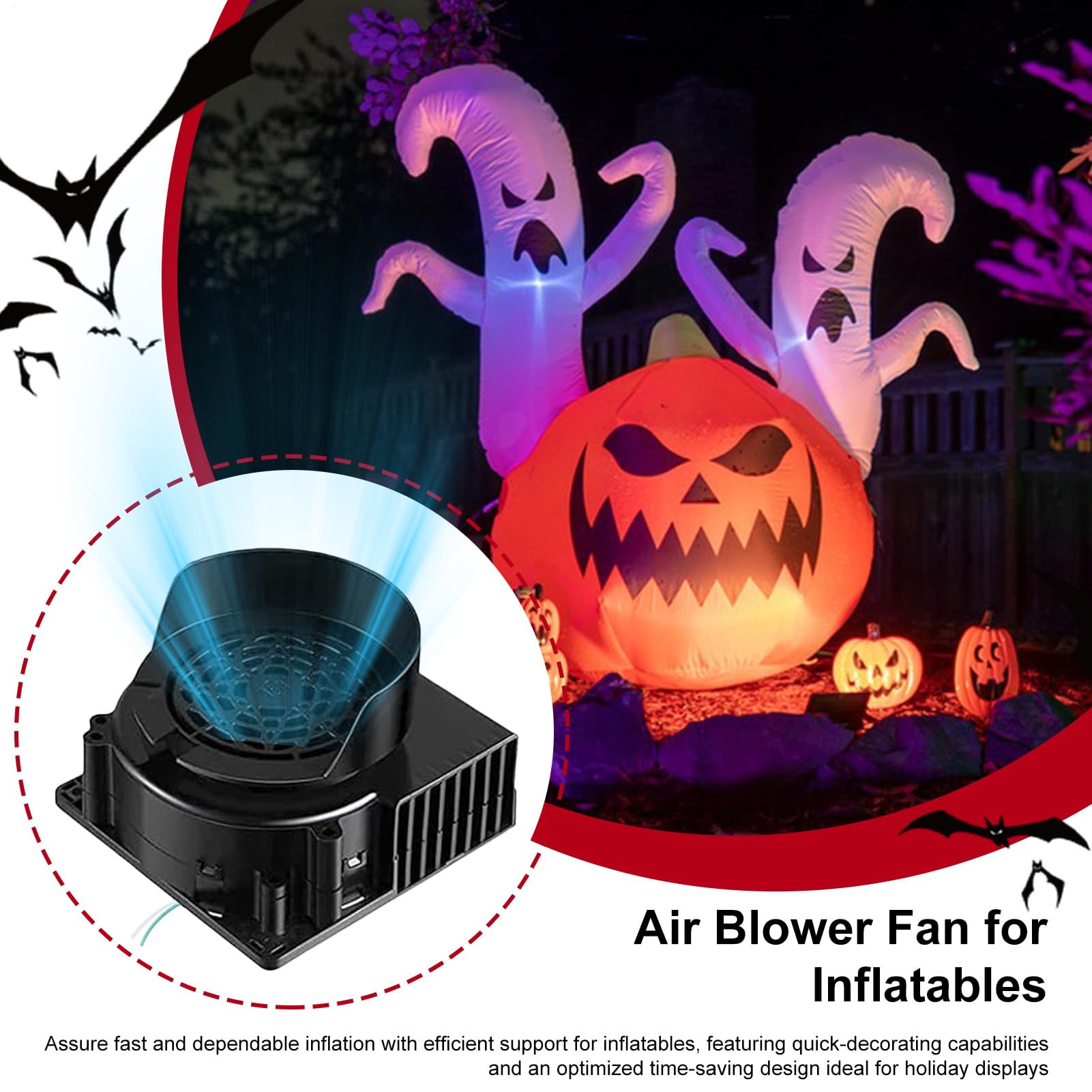 Générique Ventilatore di ricambio per articoli gonfiabili,Sostituzione soffiatore con 3 luci a LED | Forniture per feste di Natale Carnevale Halloween Decorazioni Da Giardino Spiaggia E Campeggio
