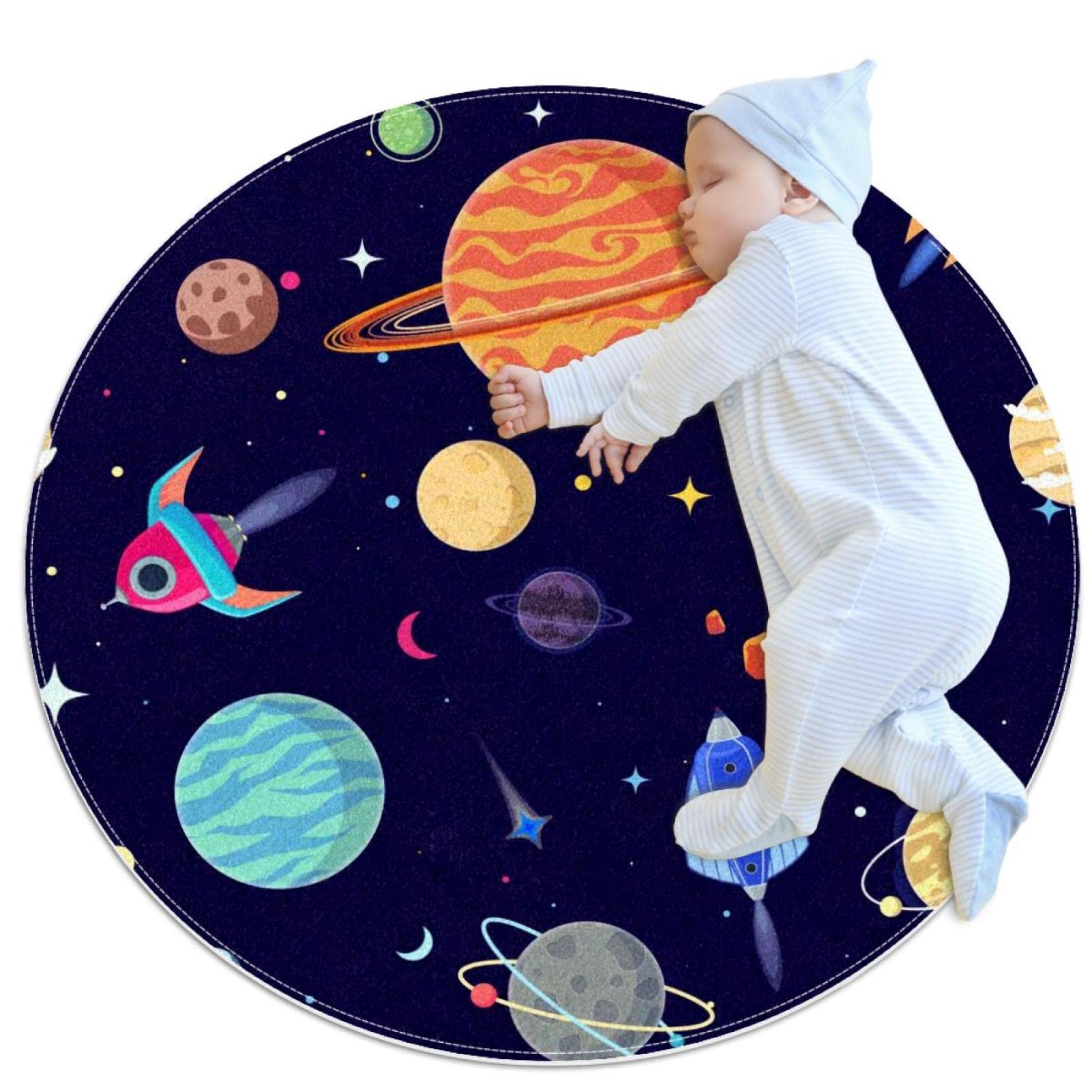 Tapis rond modèles de planètes pour créer un coin de jeu spatial