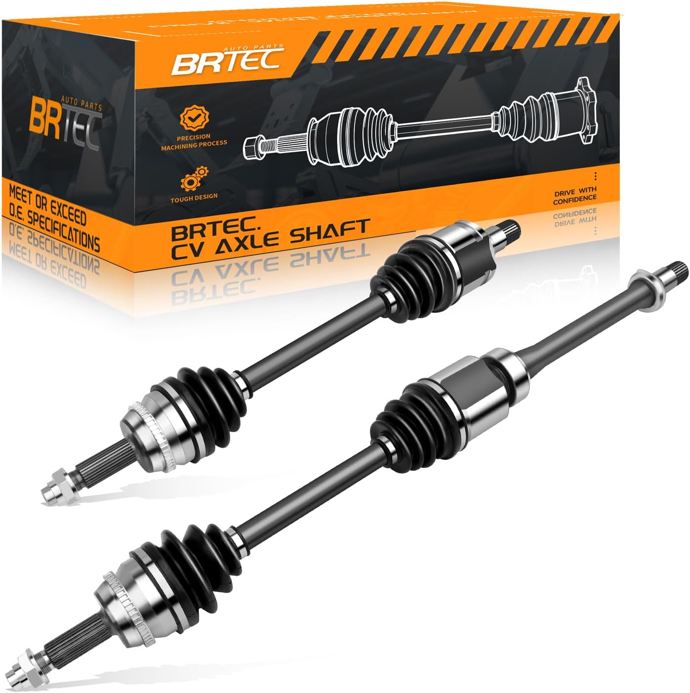 BRTEC 2PCs Front CV Axle Shaft Assembly Compatible with Toyota Camry 2002-2009, Highlander 2001-2007 FWD, Solara 2004-2008 - L4 2.4L Driver and Passenger Side