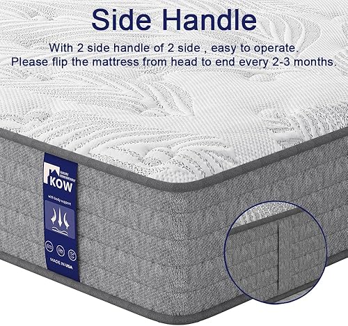 Miniatura 5 de KOW Colchón tamaño Queen de 12 pulgadas, colchones Queen, colchones de tamaño Queen con resortes individuales de espuma, colchón de cama de firmeza
