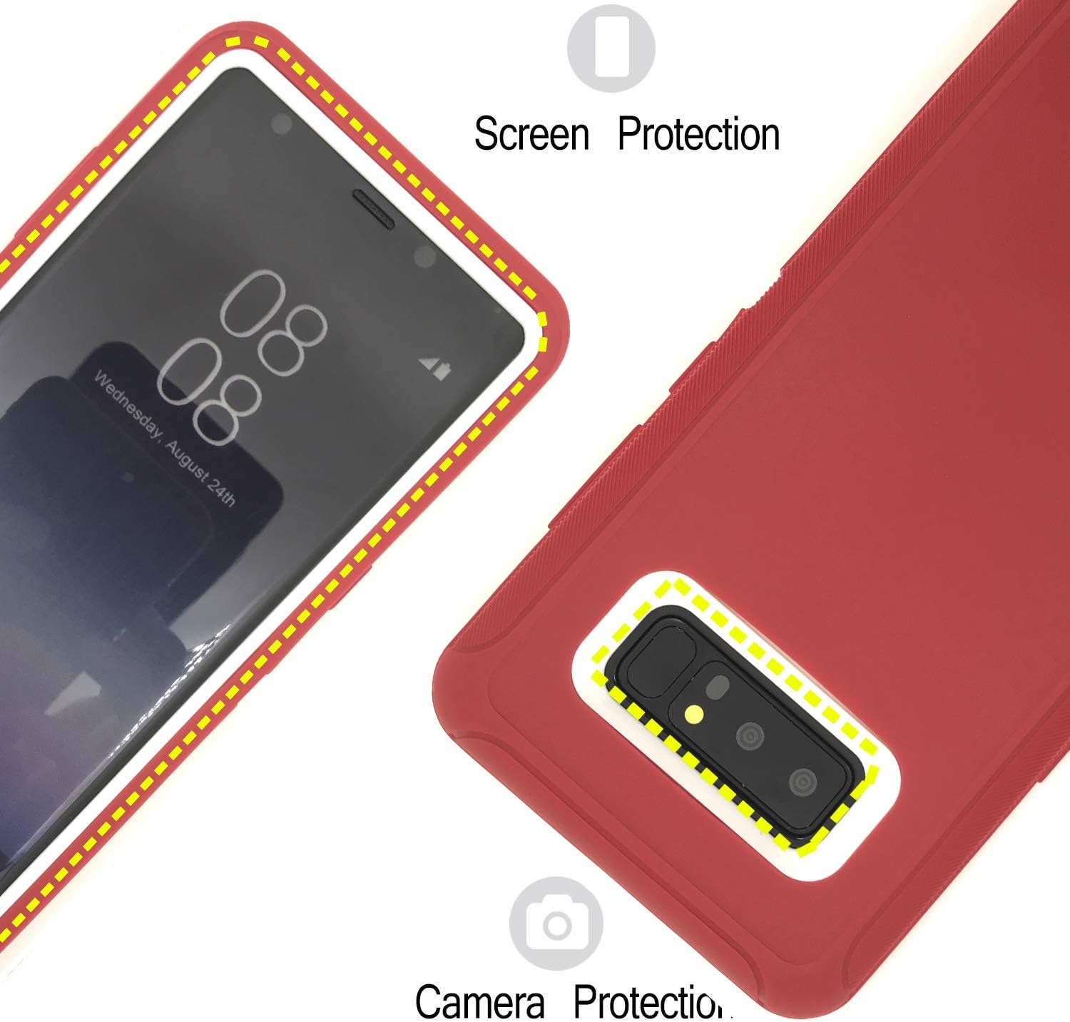 Samsung Galaxy Note 8 Phone Case,Note 8 Cases with Belt Clip Holster,Vodico Defender Heavy Duty Military Grade Shockproof High Impact Resistant Silicone Cover+Hard Bumper with Kickstand (Red White)