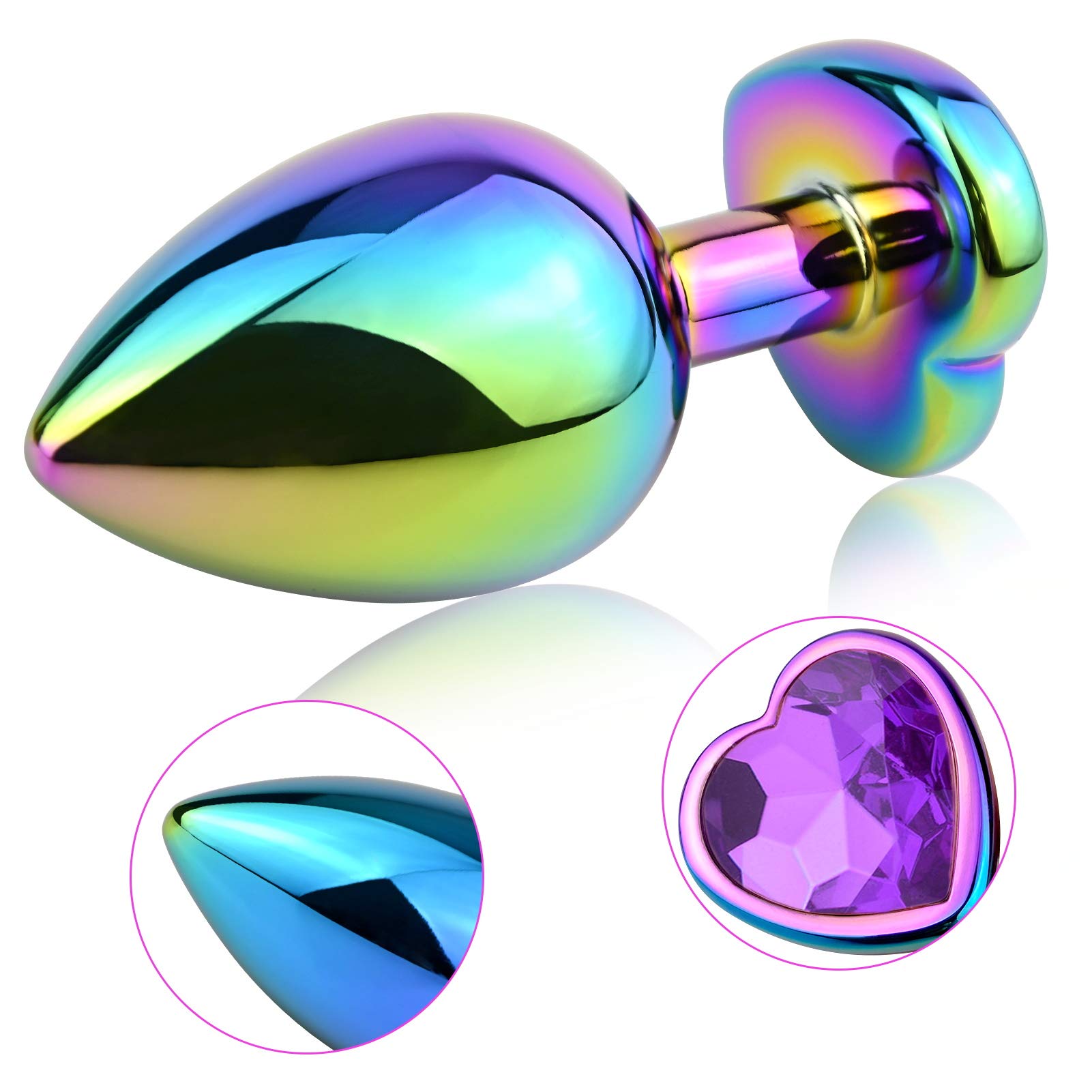 Anal Plugs 3PCS Anal Trainer Set Colorful Metal Butt Plug Heart Shape Jewelry Anal Sex Toys for Beginners Advanced Users Sex Factory (): Dark Purple