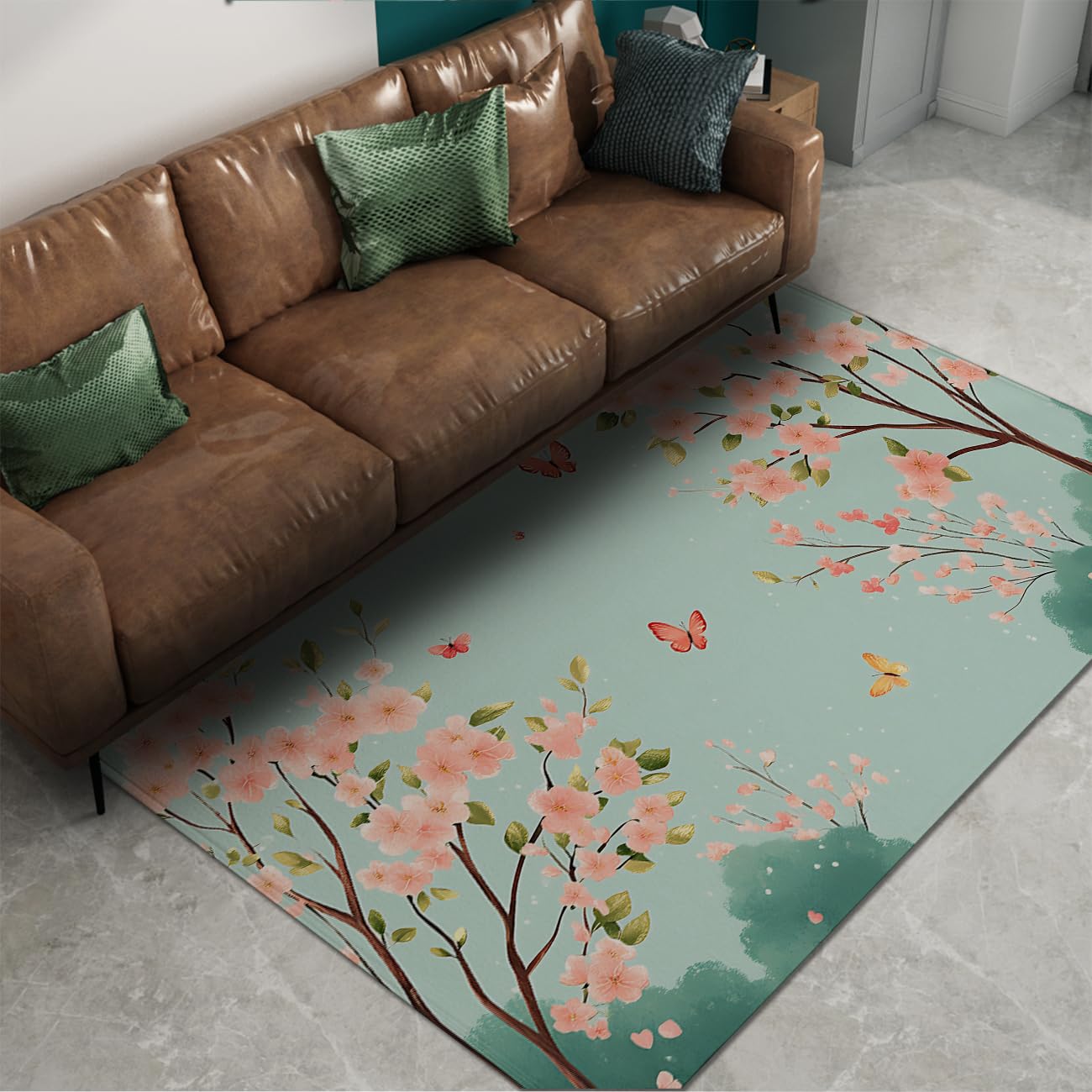 Tapis 160x230cm rose style chinois en fleur de prunier pour salon
