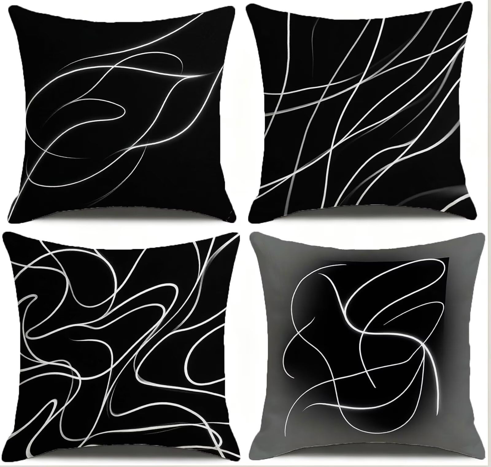 Cojines Exterior En Blanco Y Negro Funda Almohada 50x50 Juego de 4, Cod-20