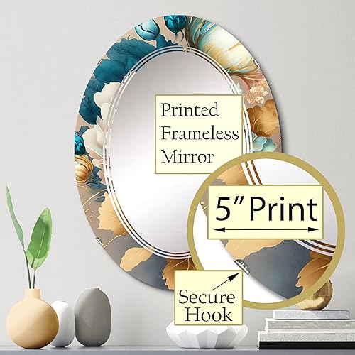 Miniatura 3 de Vibrant Floral Bunch II - Espejo de tocador, espejos de baño, espejos de pared para sala de estar, dormitorio, espejo ovalado, grande 20 x 30 pies,