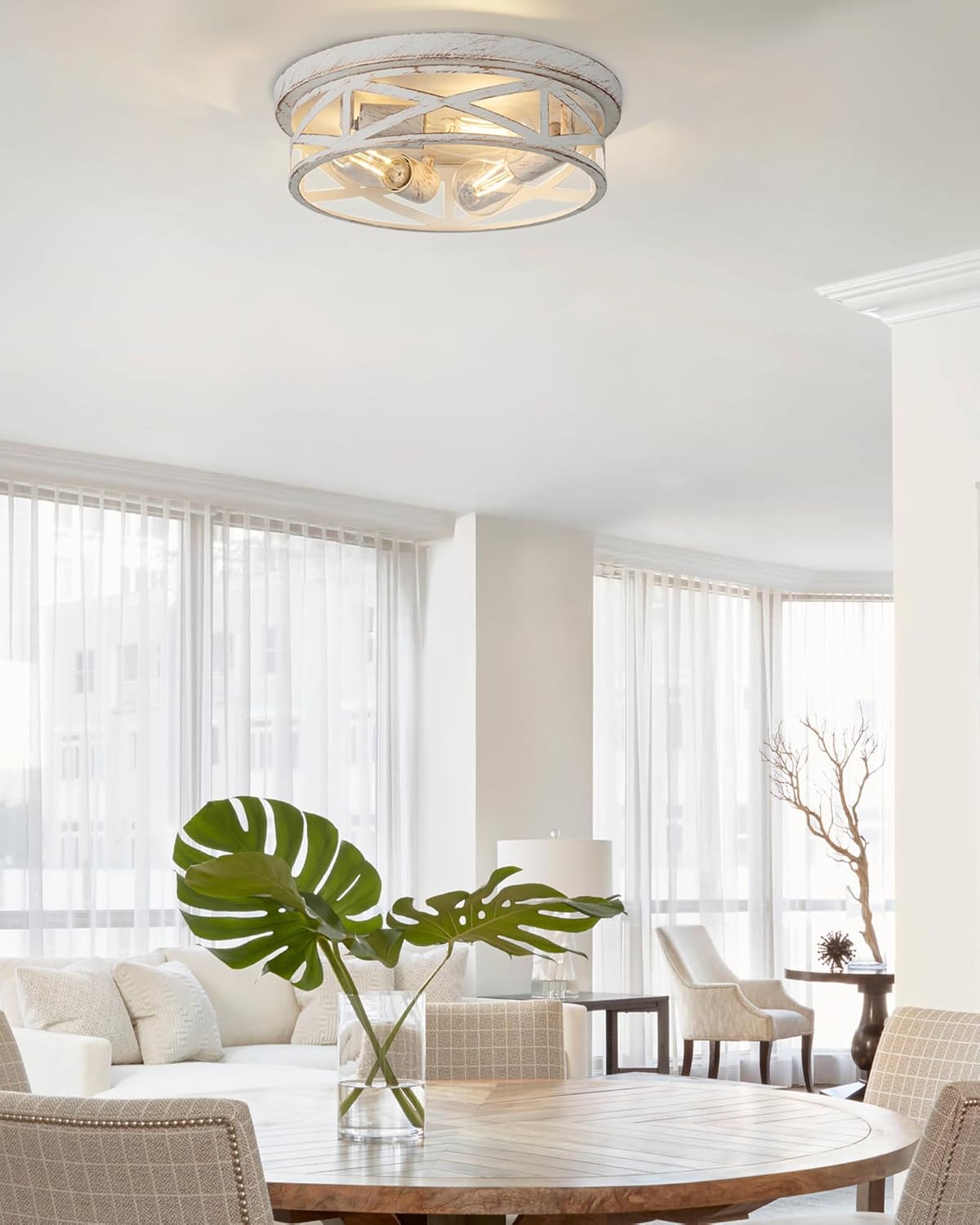 13 inch White and Gold Flush Mount Ceiling Light Fixtures,3-Light Modern Hallway Light Fixtures Ceiling, White and Gold Light Fixture Ceiling Mount for Farmhouse,Kitchen, Bedroom 2 Pack
