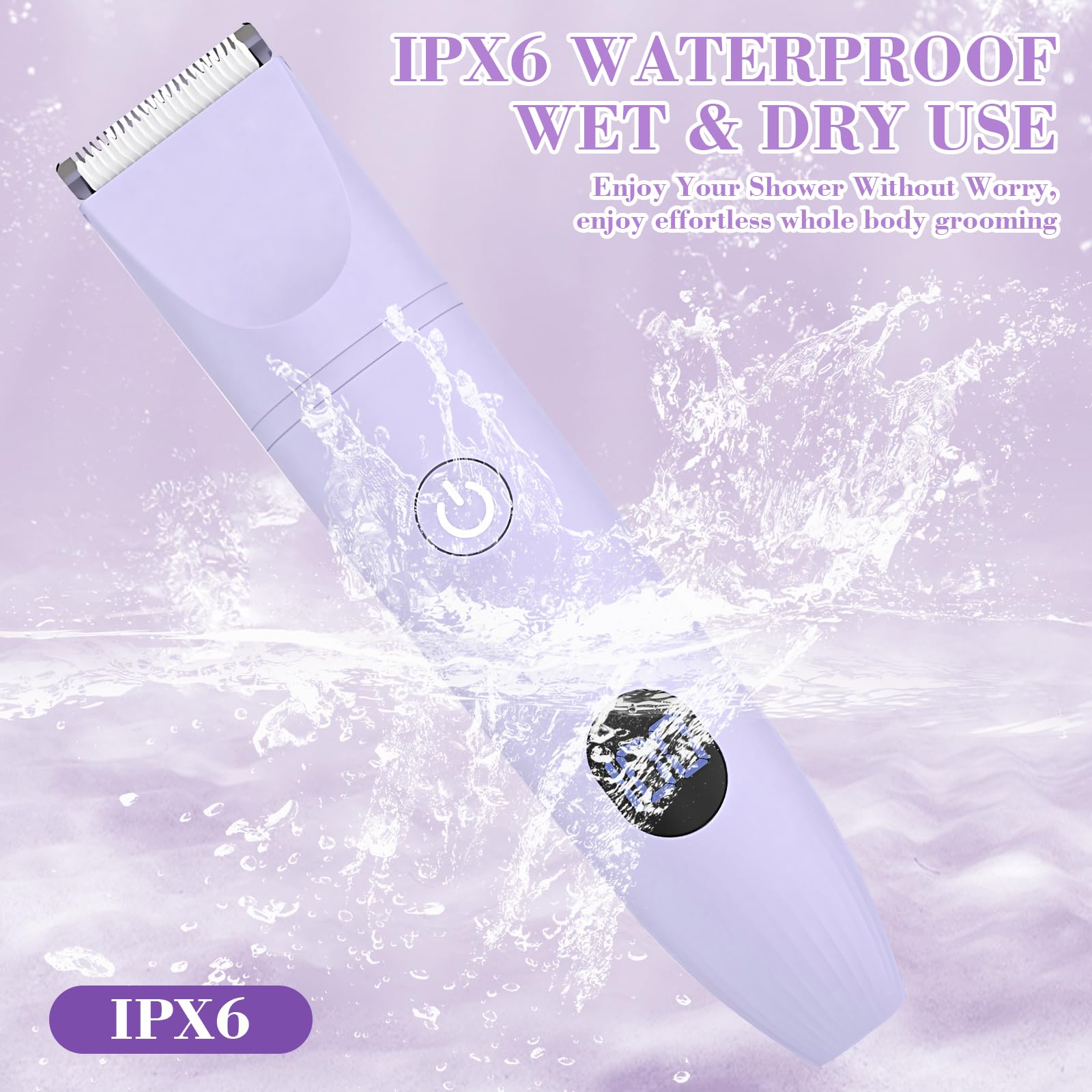 MIFXIN Rasoio elettrico 3 in 1 per le donne trimmer bikini IPX6 impermeabile bagnato asciutto epilatore per bikini ascelle gambe braccia corpo viso (viola)
