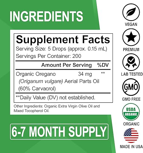 Miniatura 7 de Aceite de orégano en gotas líquidas orgánicas y cápsulas de limpieza  Aceite orgánico de extracto de tintura de gotas de orégano, Candi Cleanse