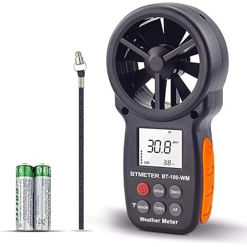 BTMETER Digital Anemometer Barometer Handheld, for Wind Speed Temperature Wind Chill Tester w/Humidity, Altitude, Barometric Pressure Meter for Climbing Drone HVAC CFM BT-100WM