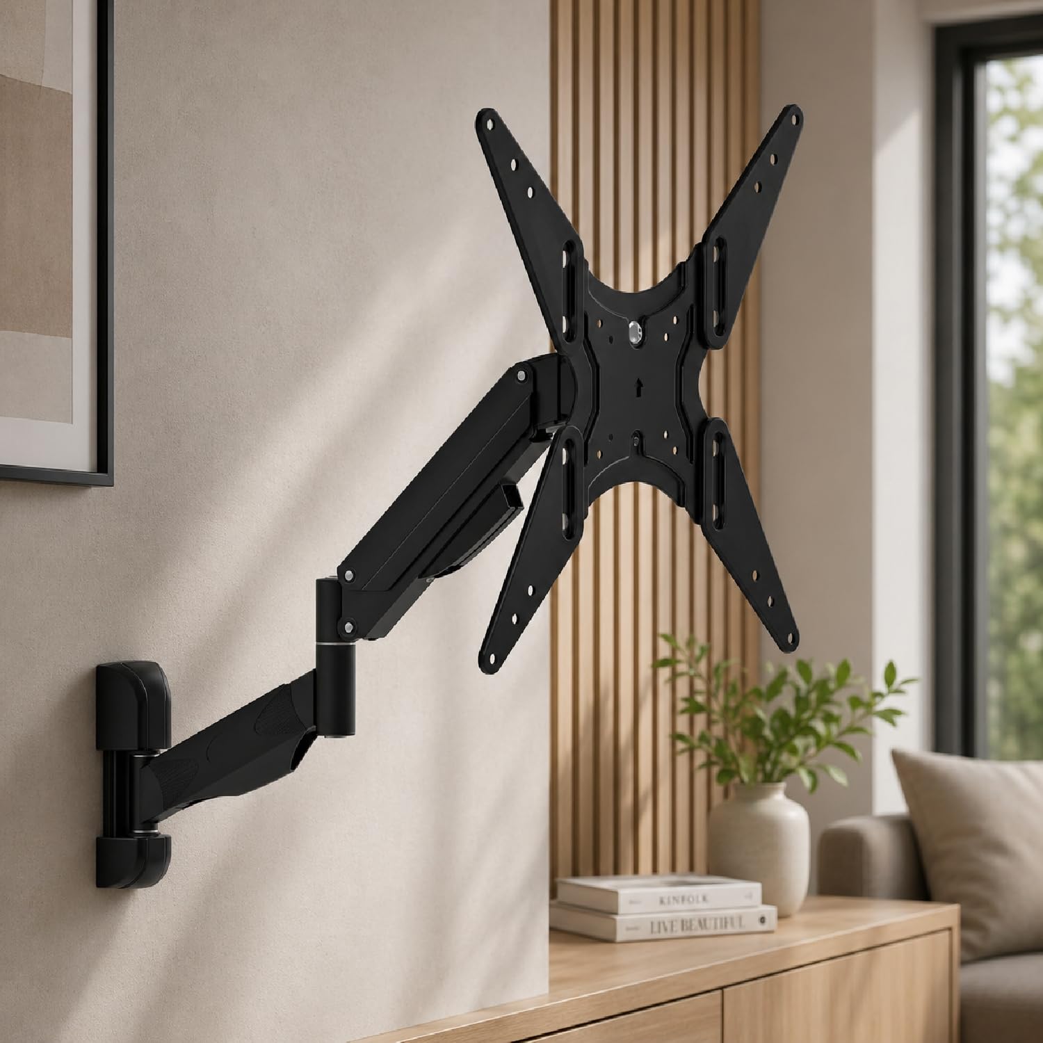 Maclean MC-784 - Soporte de pared para televisores LCD LED de plasma, inclinable, muelle de gas hasta 22 kg, máx. VESA 400 x 400 (2 brazos)
