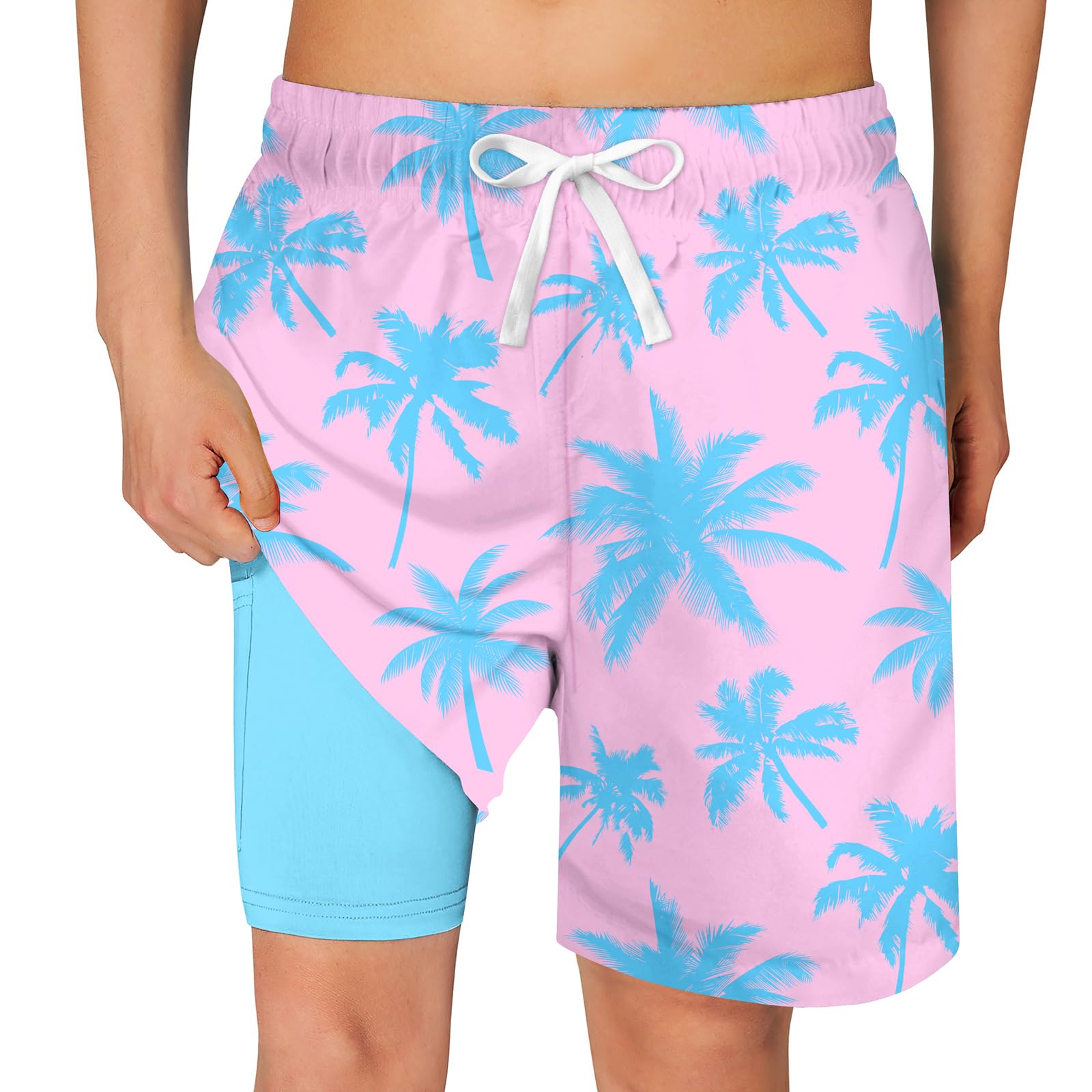 Cozople Boys Swim Trunks with Compression Liner Quick Dry Bathing Suit