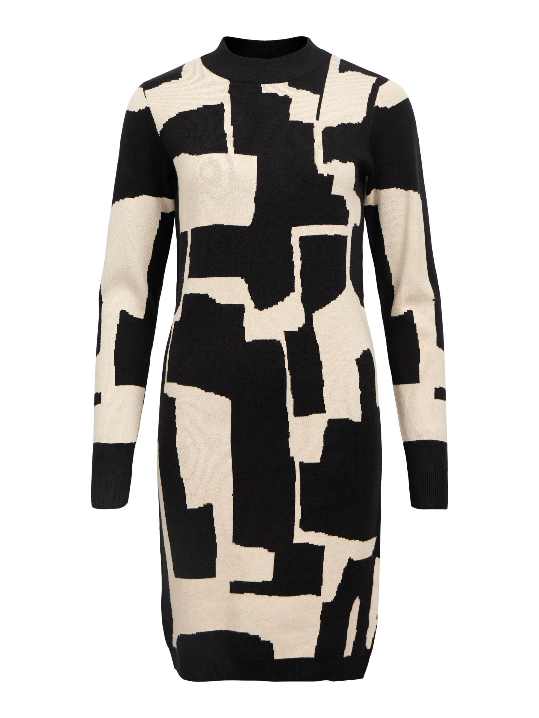 Objray L/S Knit Dress AOP Noos, Black, S