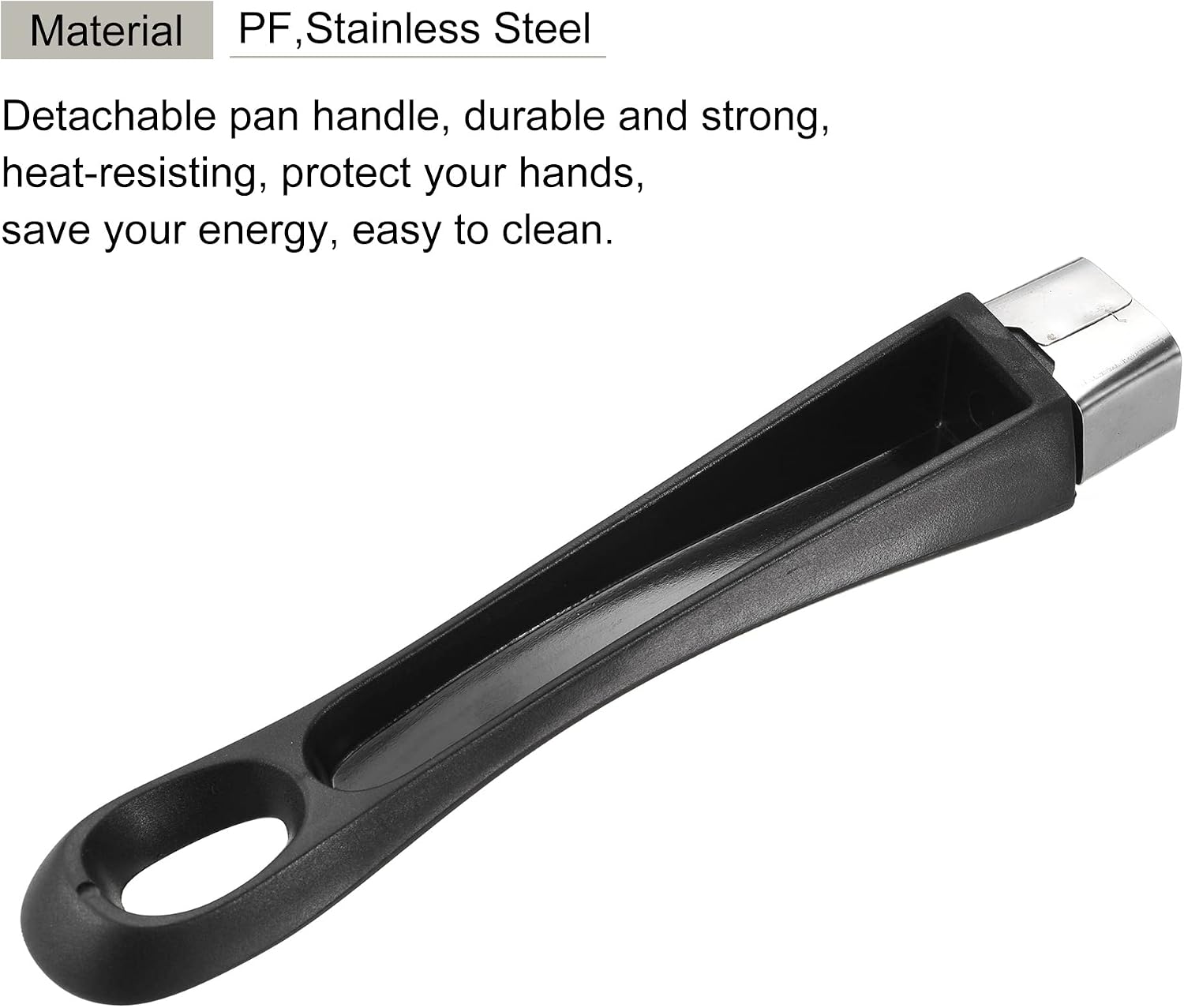 MECCANIXITY Pan Replacement Handle Black 183mm/7.2inch with Screw Nonstick Saucepan Cookware Skillet Stainless Steel Handle