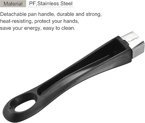 Miniatura 3 de MECCANIXITY Mango de repuesto para cacerola, color negro, 7.205 in, 7.2 pulgadas, con tornillo, antiadherente, utensilios de cocina, mango de acero