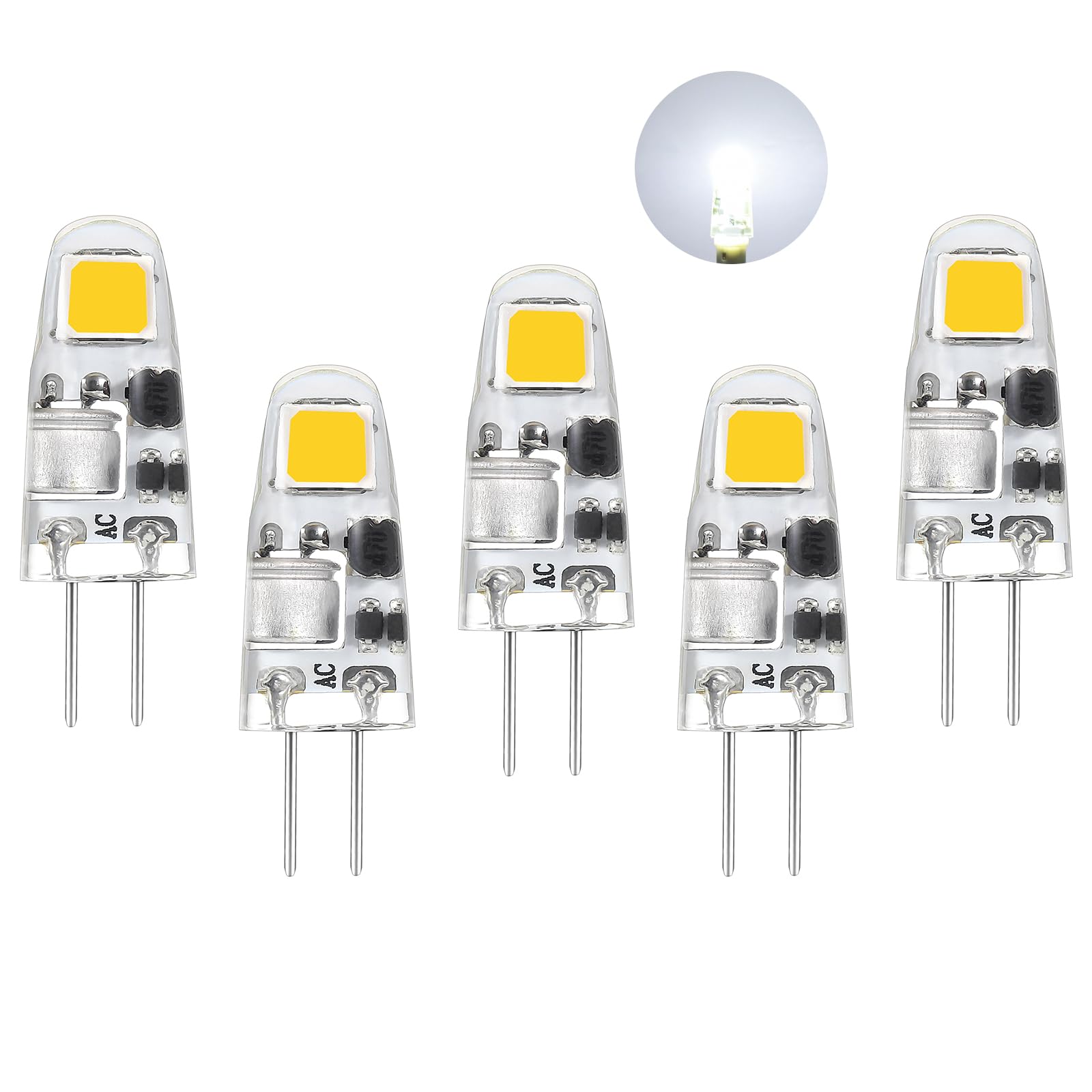 G4 LED lampen cool wit 6000K, AC/DC 12V Led lampen g4, 0,5W vervangt voor 5W-10W halogeenlampen, 90LM niet dimbaar, energiebesparende LED mini lampen, geen flikkering, verpakking van 5