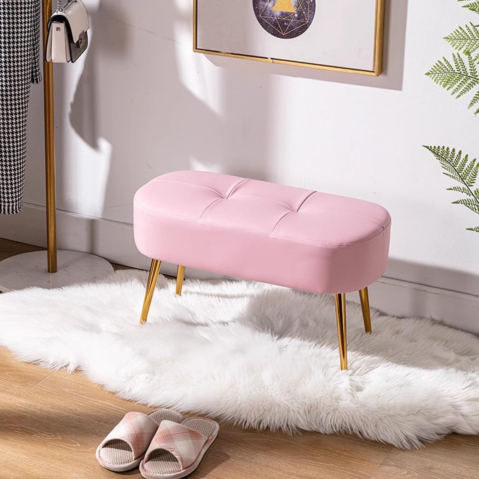 Banc d'entrée tapissé avec coussin en cuir pour bureau et salon