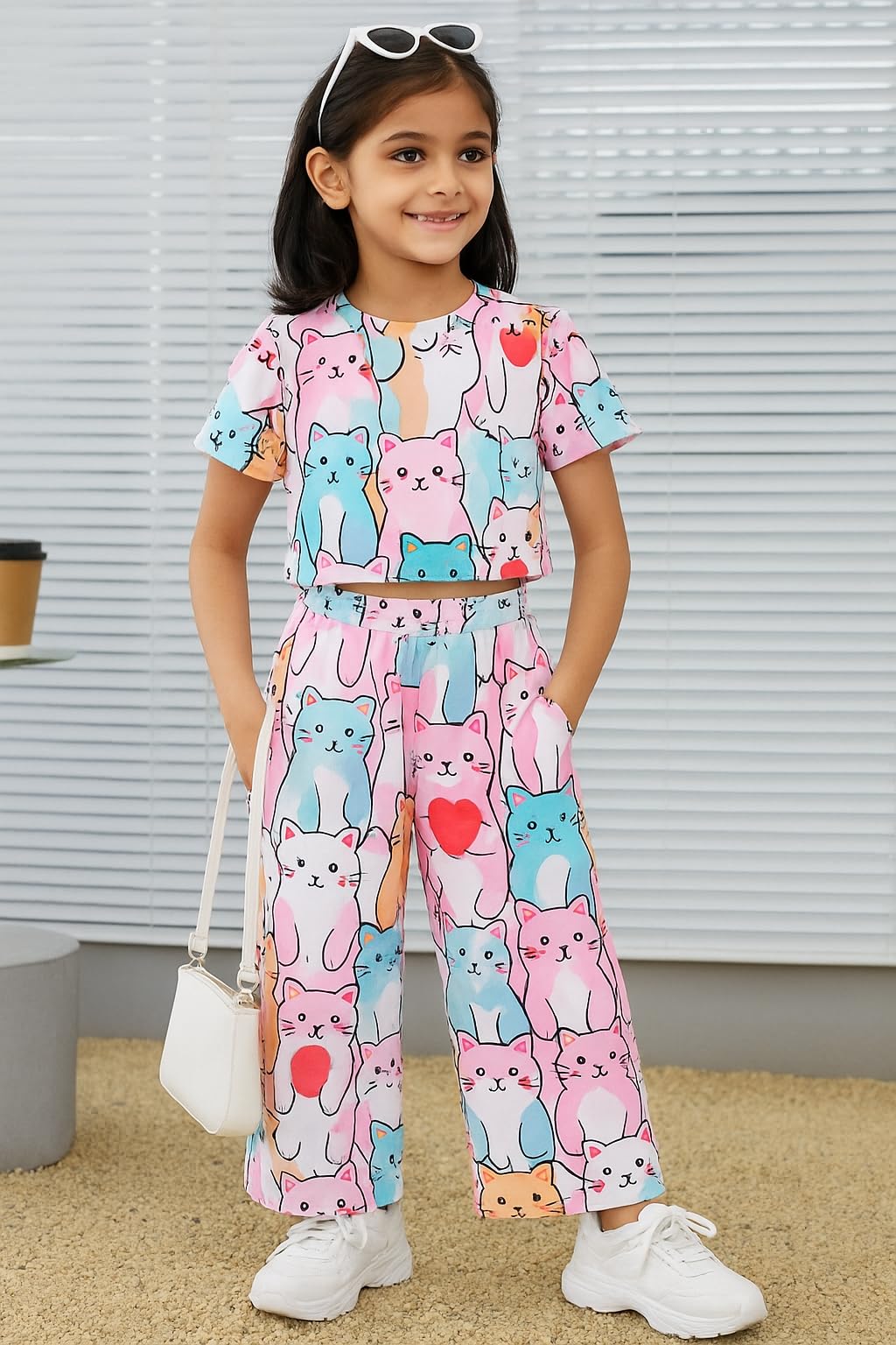 EMBLIKA Stylish Co-ord Set for Girl | Comfortable Fit | Girls Fashion Co-ord Set | Coordinated Outfit | Top With Palazzo | Printed Clothing Set | Top And Pant Set 2