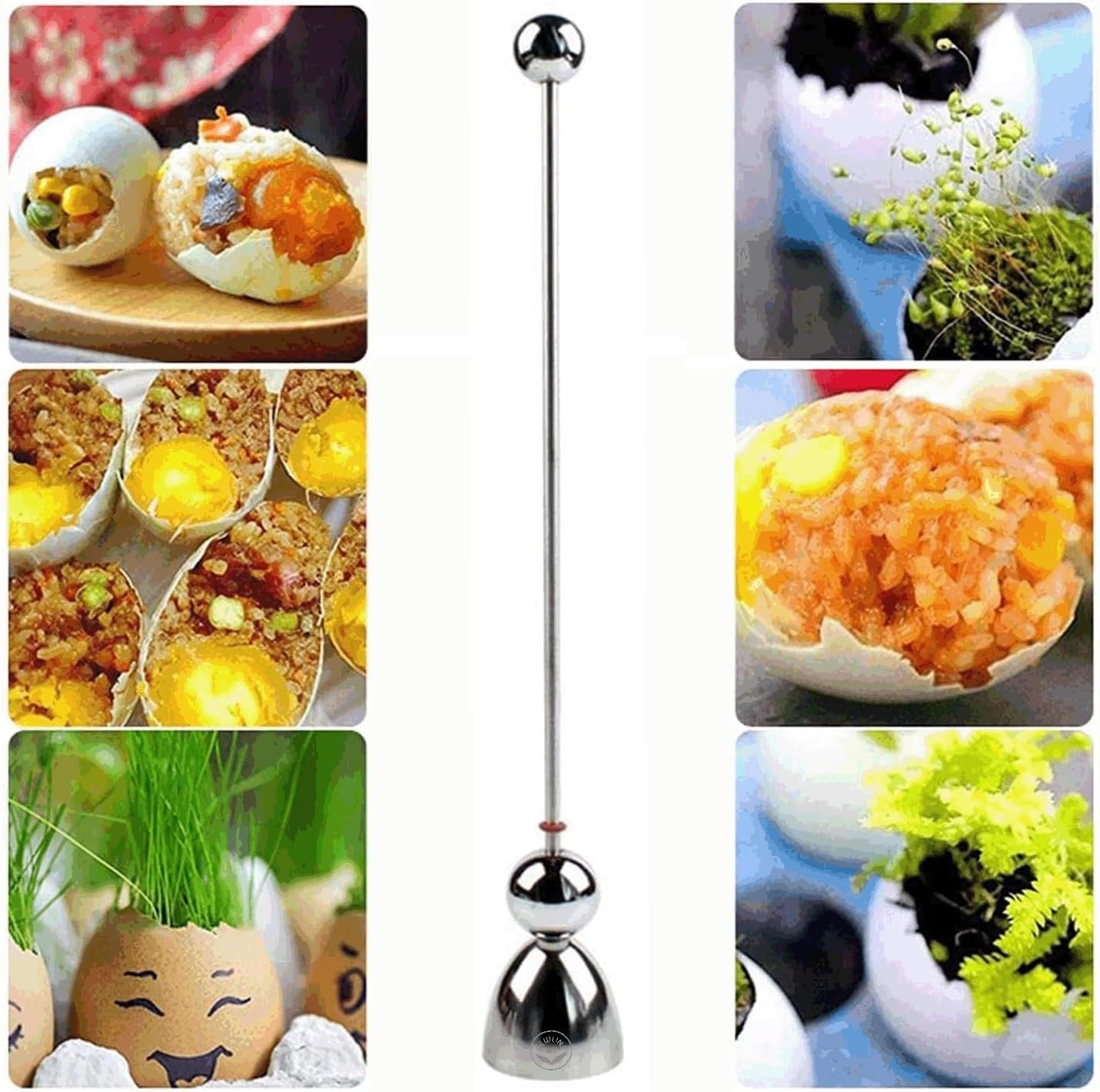 5 PCS - 4 Spring Wire Egg Cup Holders and 1 Stainless Steel Topper Opener Set