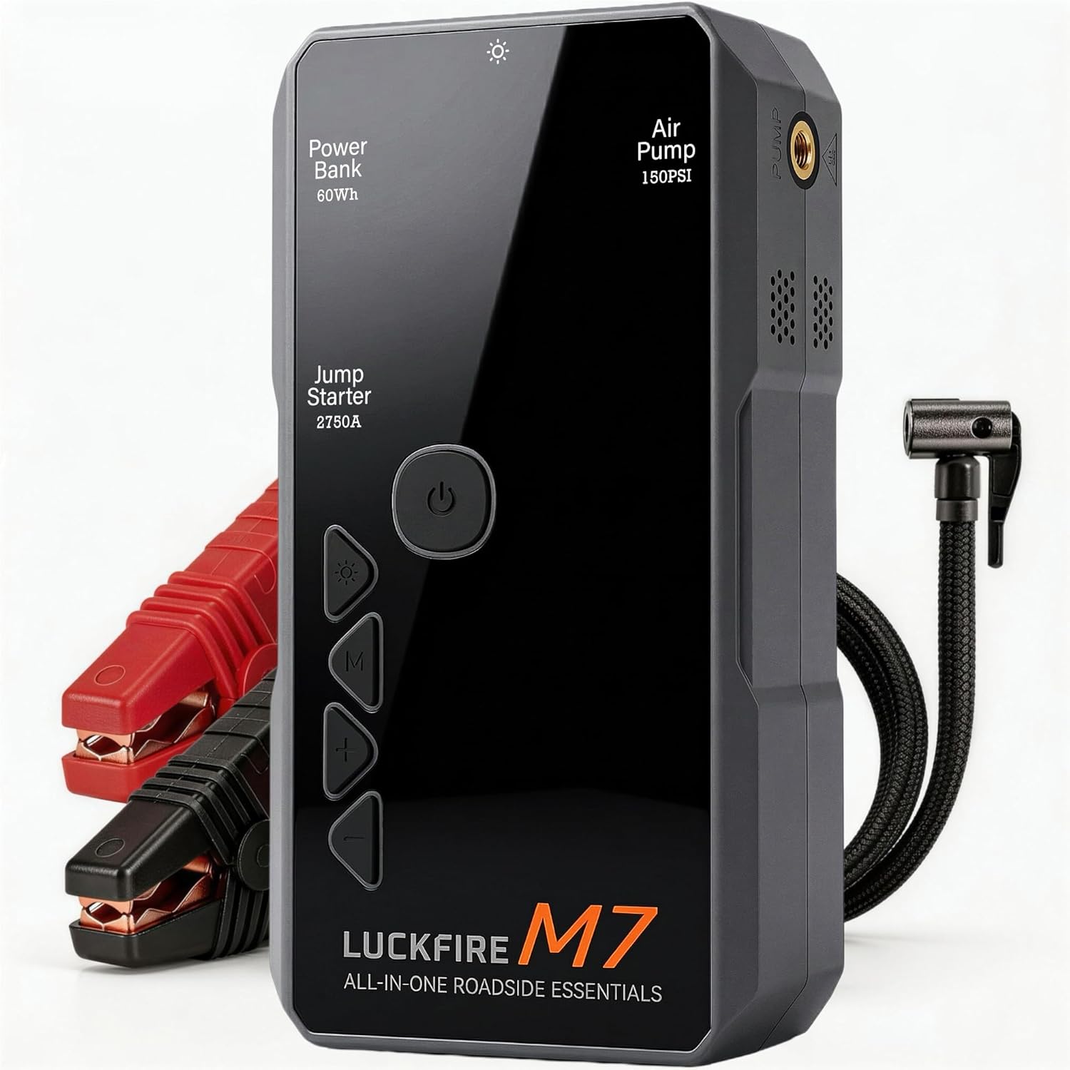 M7 SmartIgnition Jump Starter with Air Compressor, TÜV Certified 12V Car Battery Booster Pack, Portable Tire Inflator, Jump Box, 60Wh Power Bank, for 10L Gas and 8.5L Diesel