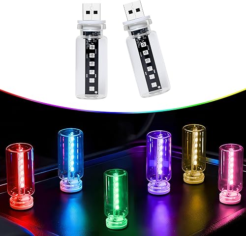 Miniatura 10 de Luz nocturna USB regulable al tacto para automóvil, paquete de 2 lámparas de filamento LED retro para interior de camión, dormitorio y campamento, 2