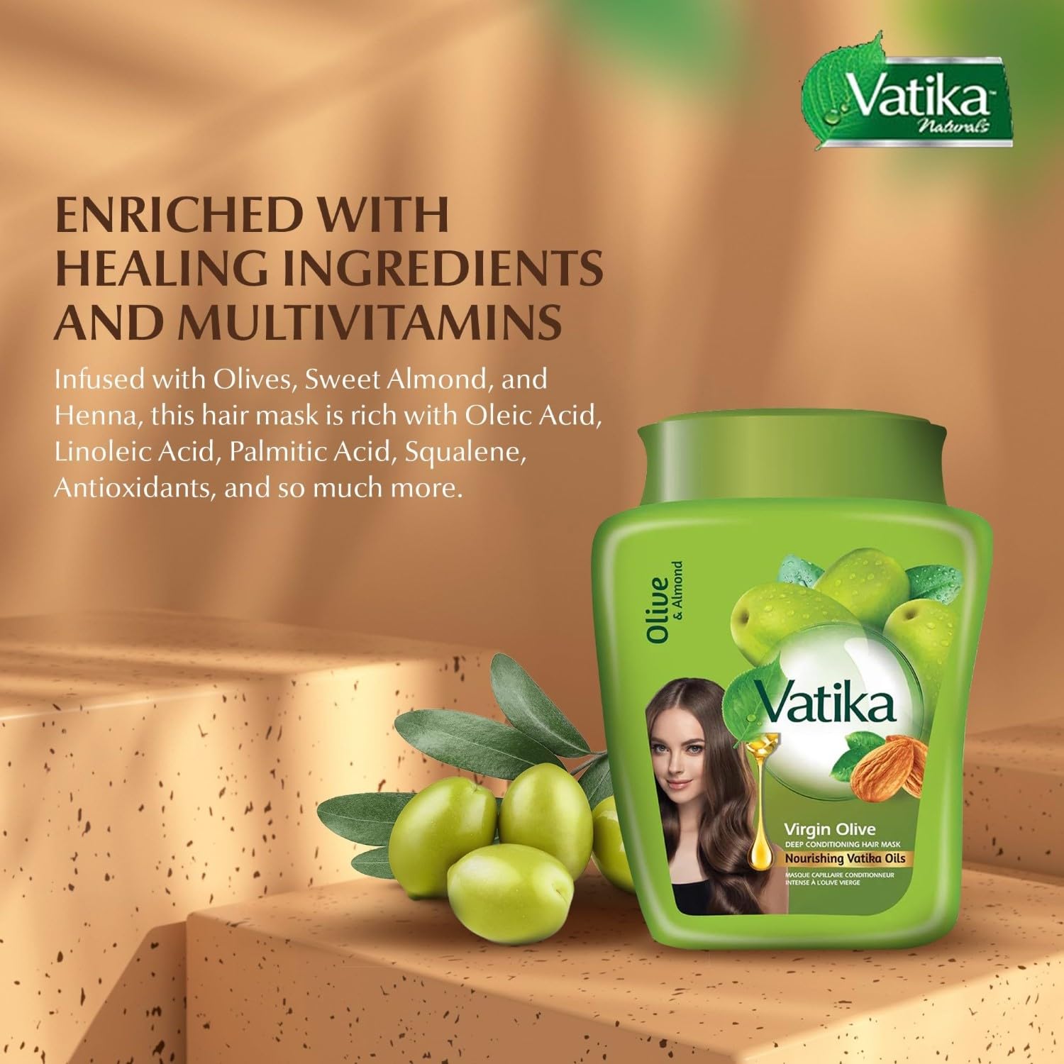 Dabur Vatika Deep Conditioning (Olive) Hair Mask (For Dry, Dull & Lifeless Hair) 500g - Image 2