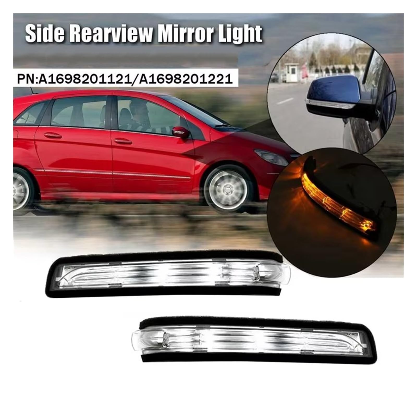 Indicatore Direzione Per Benz Classe A B W169 W245 2007 2008 2009 2010 2011 Indicatore Di Direzione Luce Specchietto Retrovisore A LED Dinamico Lampeggiante(Transparent Righ)