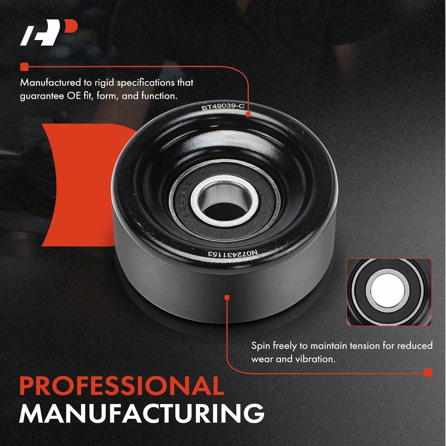 A-Premium Belt Idler Pulley Compatible with Ford F-150, F-250 Super Duty & Jeep & Dodge & Chevrolet & GMC & Chrysler & Buick & Lincoln & Isuzu & Mercury & Oldsmobile & Pontiac & Saab & SRT & Workhorse