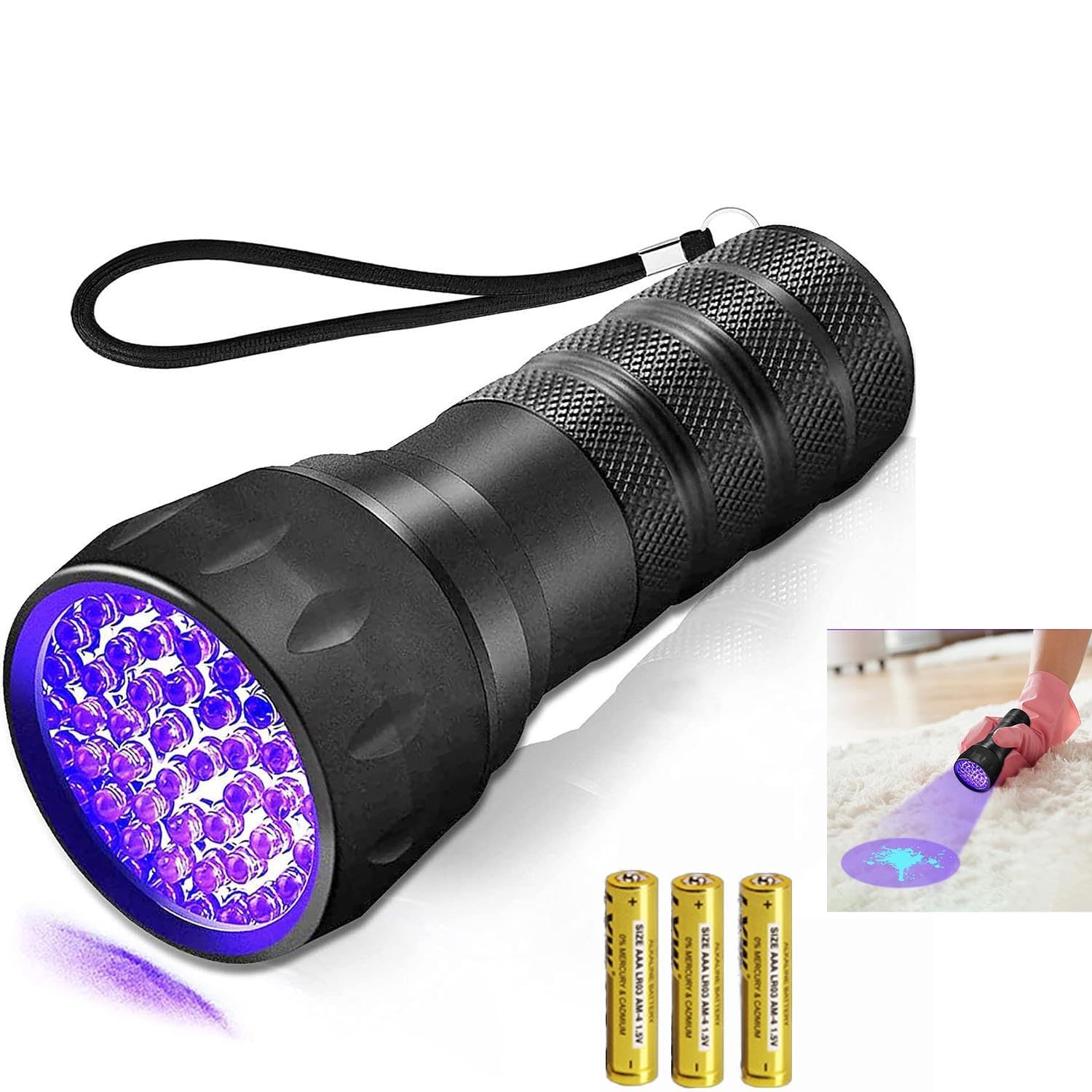 Aputue UV Flashlight Black Light, 21 LED UV Blacklight Flashlight, Handheld UV Flashlights with Batteries, UV Light Flashlight for Bed Bugs, Scorpions Hunting, Dry Stains, Resin Curing