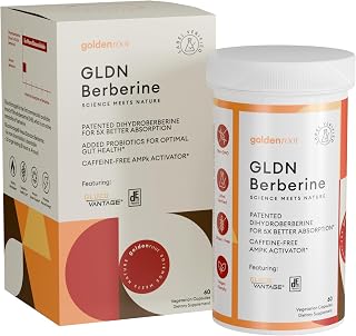 GLDN Berberine Advanced Absorption Formula - 200mg Dihydroberberine 5X Improved Absorption - DIM - Chromium Picolinate and DE111 Probiotics for Digestive Support - Vegan Friendly - 60 Capsules