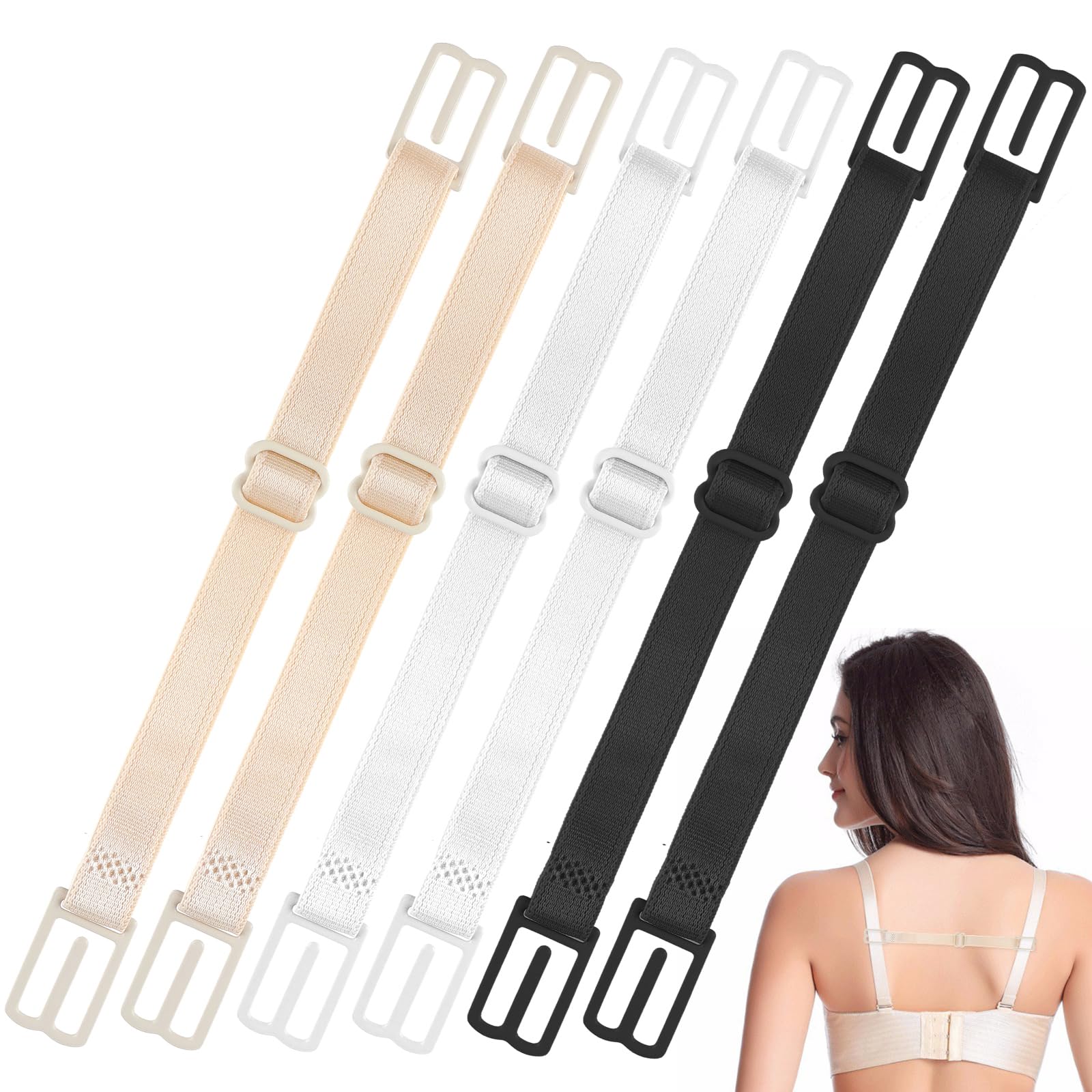 Non-Slip Racerback Bra Strap Holder - Adjustable Elastic Band Clip For Women (Multi-Color, One Size) - View #3