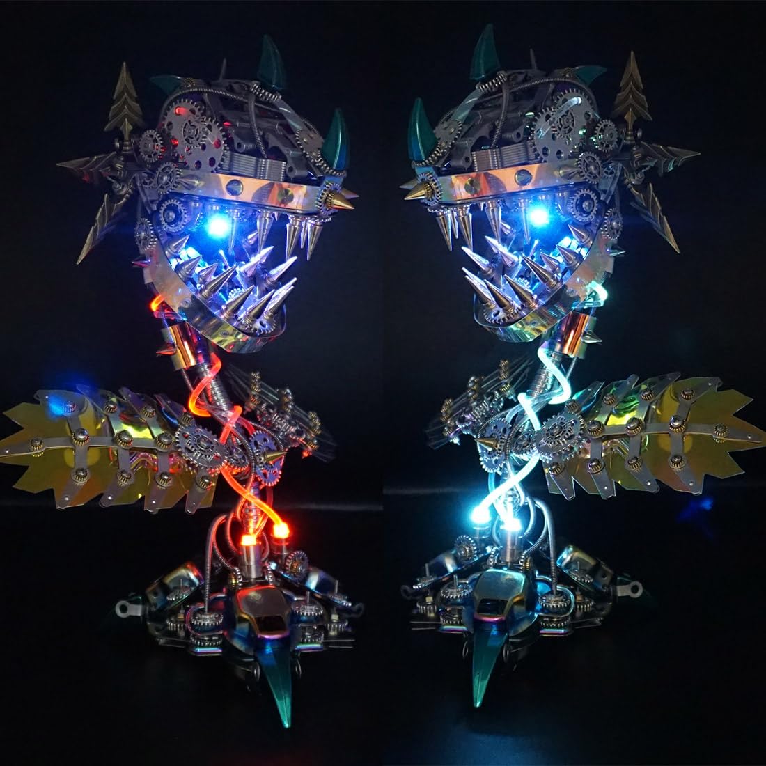 3D Metallpuzzle - DIY Metall Piranha Pflanze Blume Metallbaukasten Modellbausatz Erwachsene, Steampunk Deko, Geschenke Weihnachts (770PCS+)