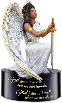 The Bradford Exchange Keith Mallett Warrior Angel God Helps You Handle What You are Given Resin Figurine