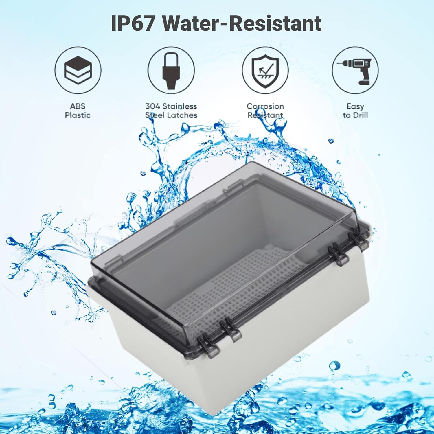 Electrical Junction Box Hinged Enclosure Box, Outdoor Junction Hinged Cover Abs Plastic Outside Electrical Junction Box Electronics Project Box