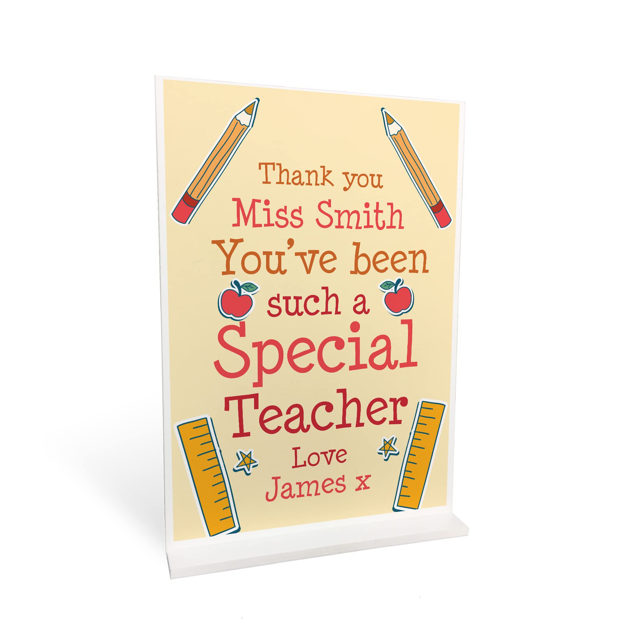 Red Ocean Personalised Thank You Gift For Teacher Assistant Standing Plaque Leaving School Nursery Preschool Gift Classroom Sign