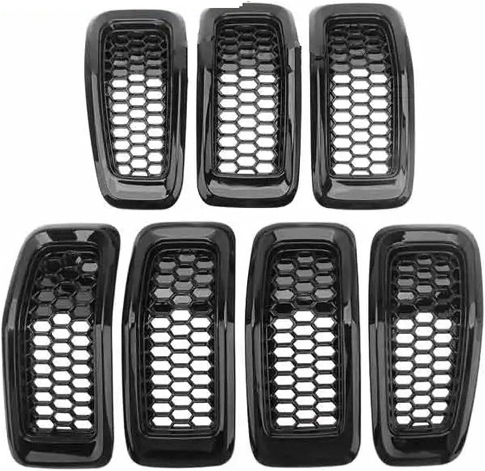 Parrilla delantera negra con malla de panal para Jeep Cherokee de 7 piezas 6