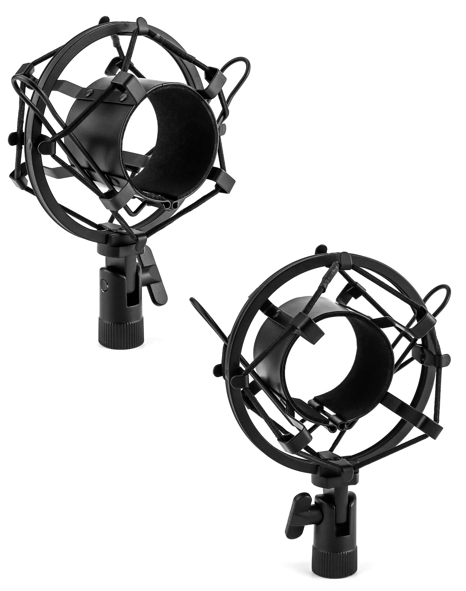 QWORK® Metalowe mocowanie amortyzujące mikrofonu, amortyzujące mocowanie stojaka mikrofonowego zmniejsza wibracje dla mikrofonu o średnicy od 45 mm do 50 mm (czarny)