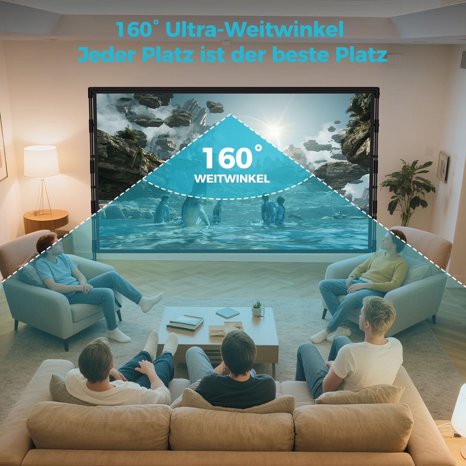 120 Zoll Beamer Leinwand mit Stativ – LEORFI Outdoor & Indoor Projektor Leinwand mit schwarzer Rückseite, Faltfrei, Tragbar, 16:9 4K HD, inkl. Tragetasche für Garten & Heimkino