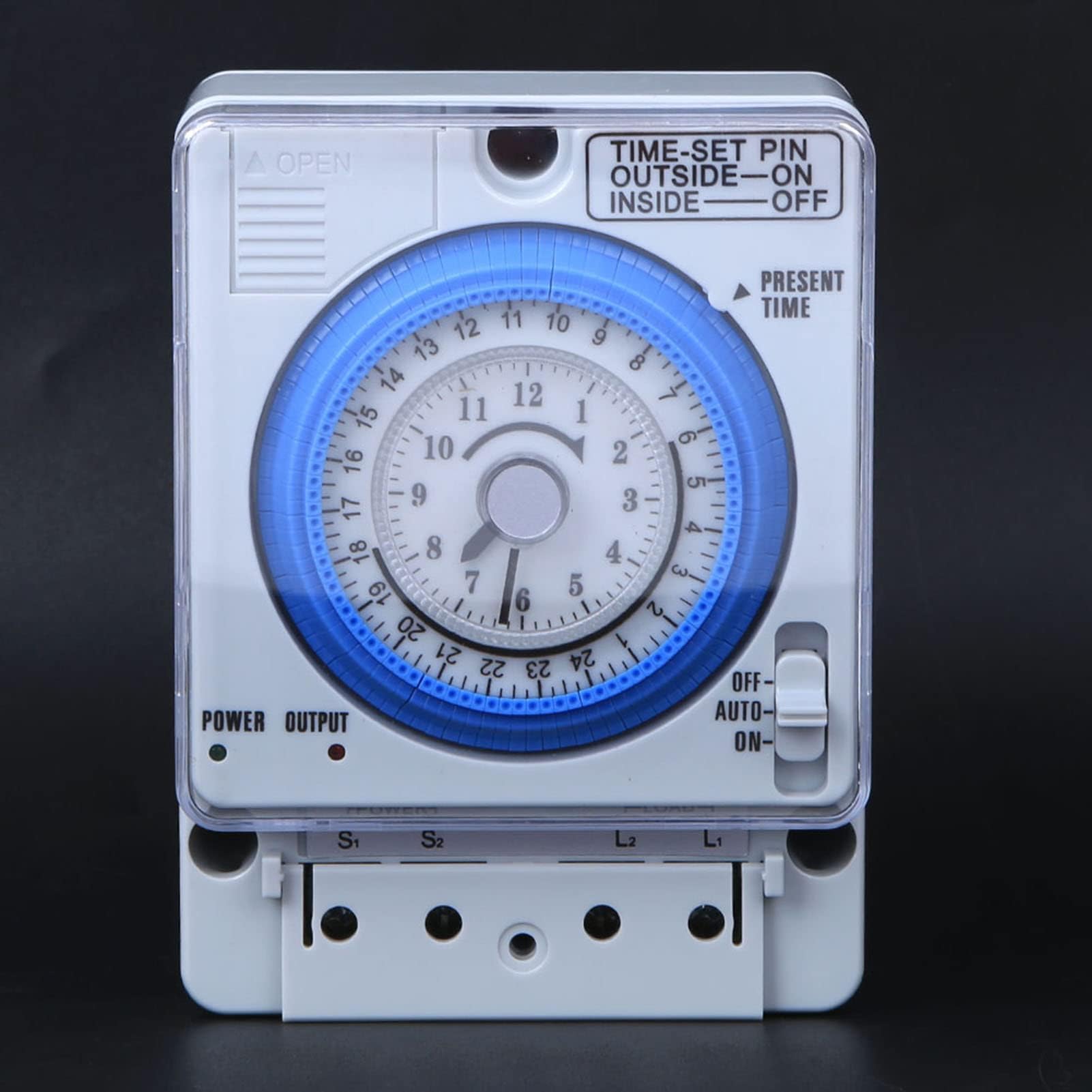 Non-Power Failure Mechanical Timer, Timer Switch 15 Minutes to 24 Hours 20A Ac250V Time Relay Switch with Removable Battery for Street Lighting and Low Voltage Control Systems