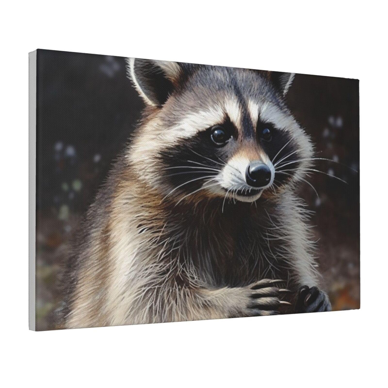 Framed Wall Art for Living Room Art Work, Raccoon Picture Prints Modern Office Wall Paintings Poster Aesthetic Wall Decorations for Home Decor Ready To Hang 12"x18"