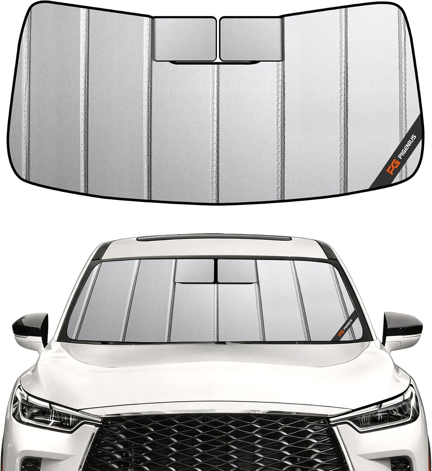 Pigenius Windshield Sunshade for Nissan Armada 2017-2024, for Infiniti QX80 2014-2024, for Infiniti QX56 2011-2013 - Safeguard Upgraded