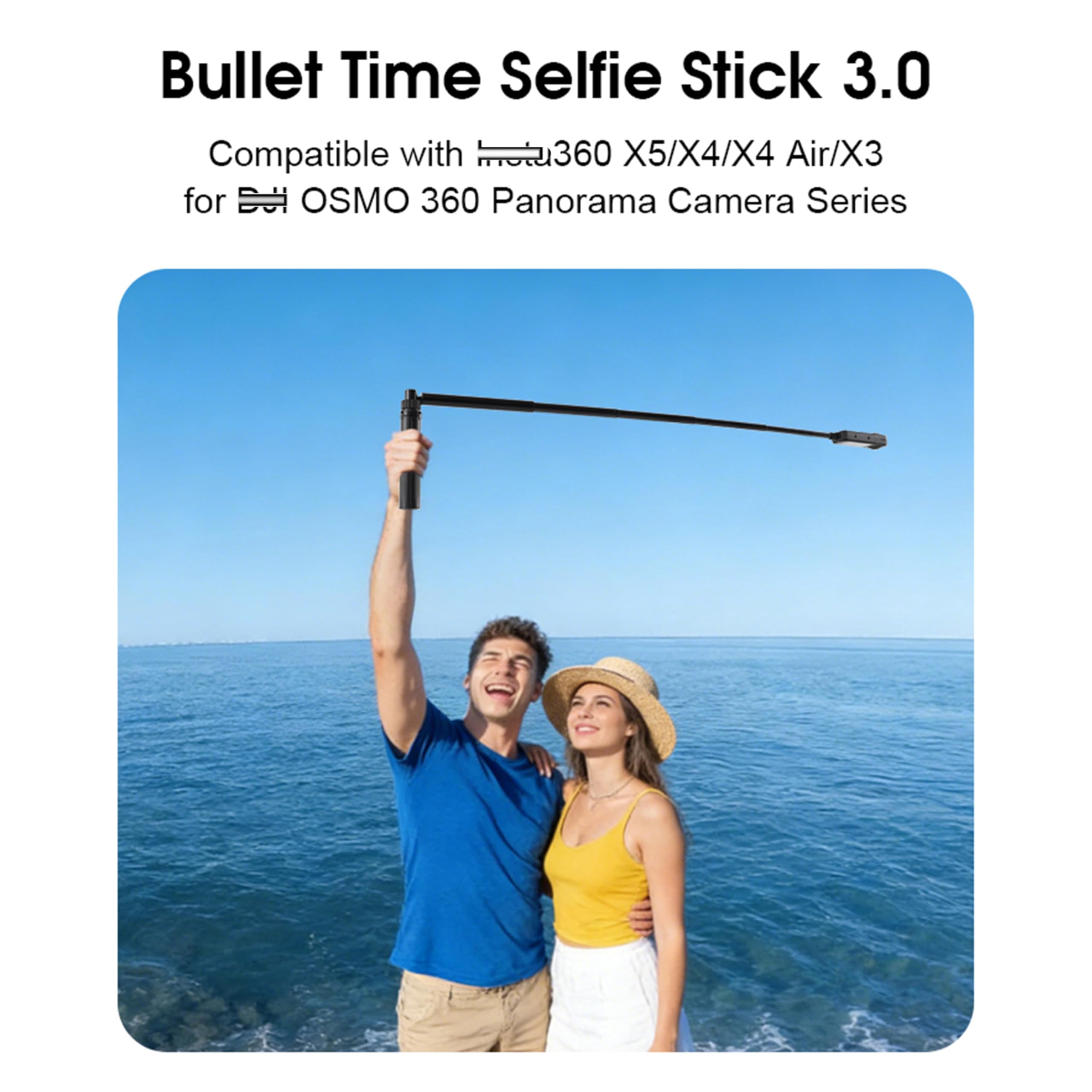 Uchwyt obrotowy statywu Bullet Time z niewidocznym kijem do selfie, do Insta360 X5/X4/X4 Air/X3/X2/X, do OSMO Pocket 3/360, gwint 1/10.2 cm kompaktowy kij do selfie i składany statyw stołowy (typ 1)