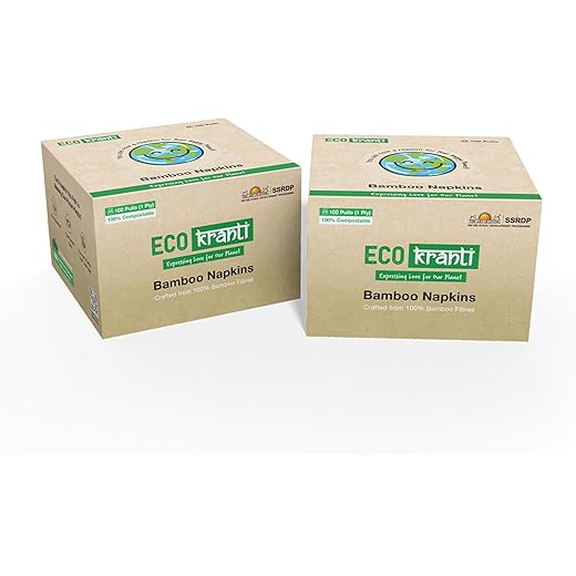 Eco Kranti Bamboo Facial Tissue Napkins 100 Pulls x 2 Packs