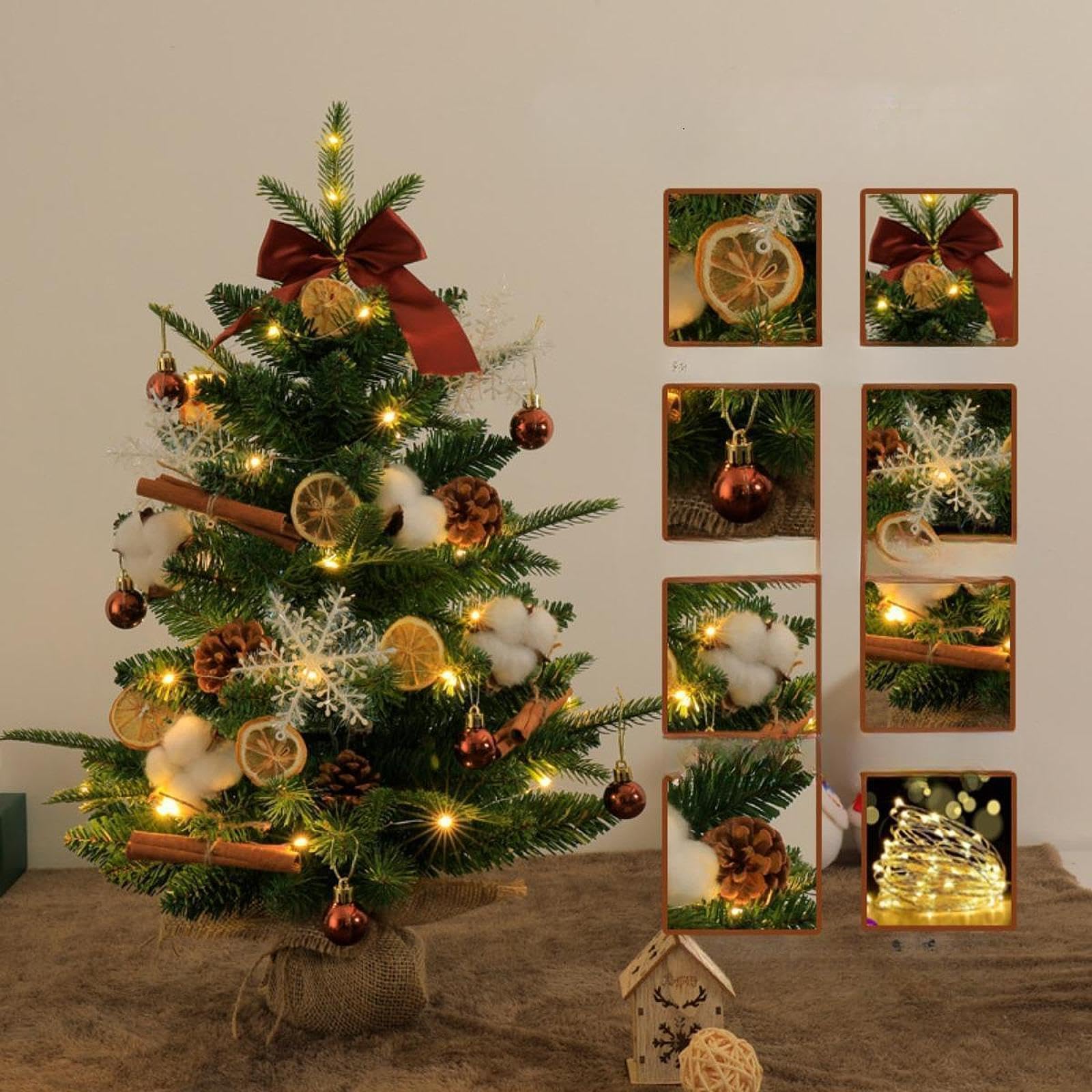 Sharplace Albero di Natale Artificiale da Tavolo, pianta Verde con luci, Piccolo Albero di Natale da scrivania per Interni ed Esterni, Ufficio, casa, 45 Cm