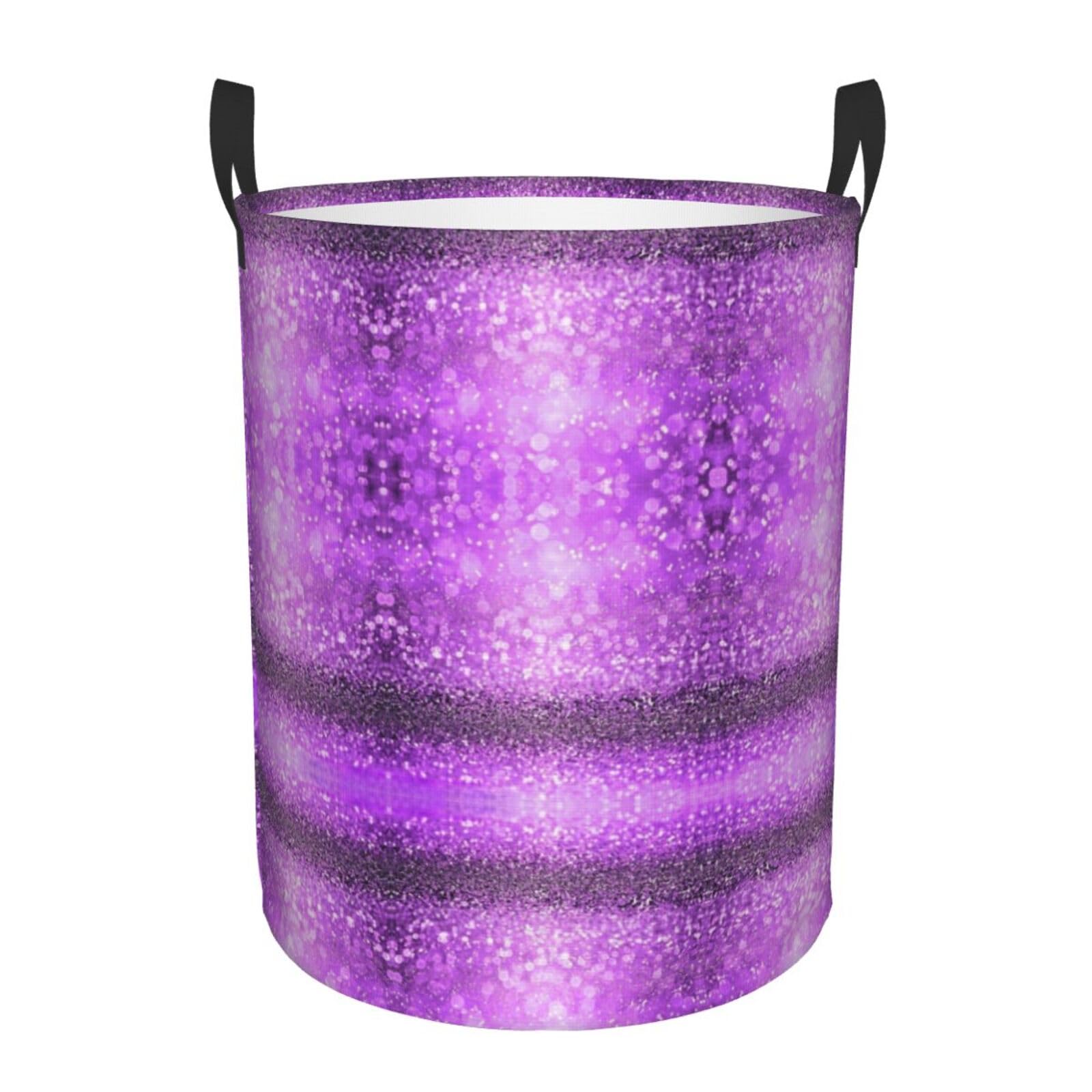 S Circular Hamper Sparkling Purple Print for Dirty Clothes