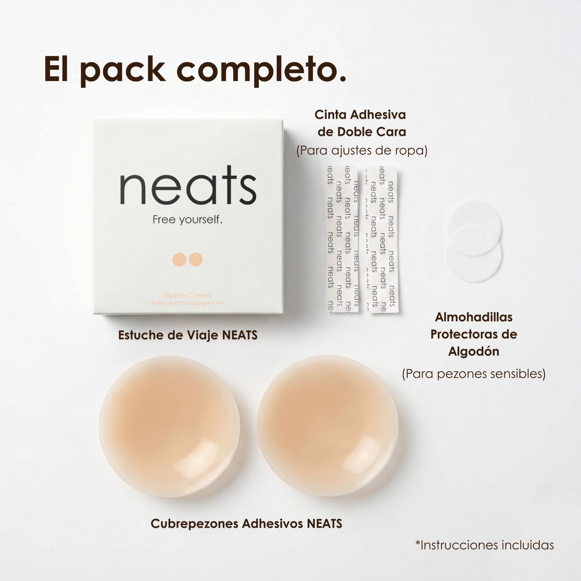 NEATS Sujetador Adhesivo Hipoalergénico de Silicona, Cubre Pezones Invisibles Reutilizables