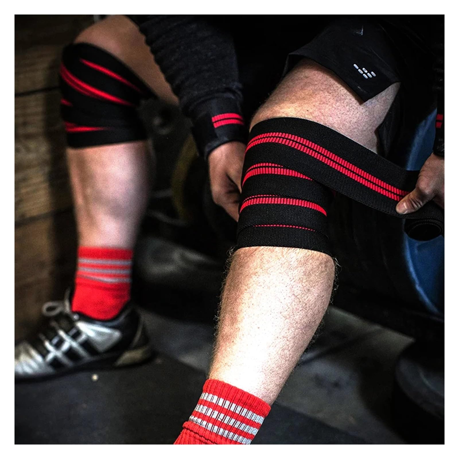 GenouillèRe Sport 1 Pair Weightlifting Knee Wrap Powerlifting Squat Compression Elasticity Elbow Wraps Training Sport Safety pour Hommes Et Femmes
